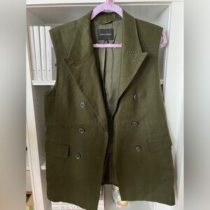 Olive Green Double-Breasted Vest by Banana Republic